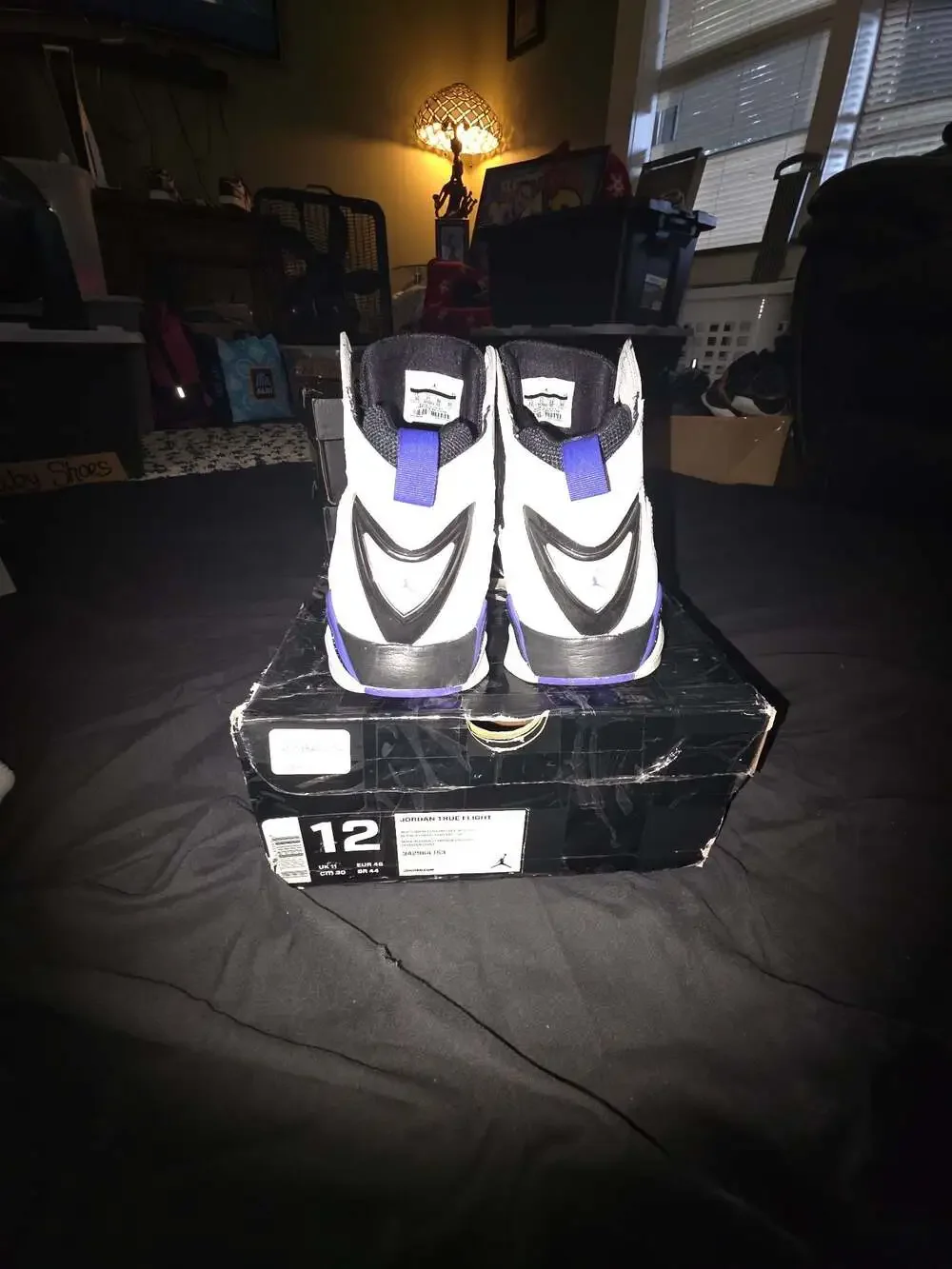 Jordan True Flight Basketball Shoes White/Dark Concord-Black (Style 342964-153)